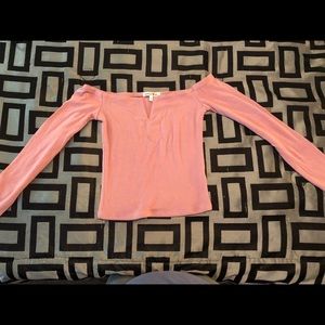 Pink off shoulder long sleeve
